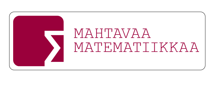 Logo, jossa on viininpunainen neliö, valkoinen kreikkalainen kirjain sigma sekä teksti ”MAHTAVAA MATEMATIIKKAA” viininpunaisin suuraakkosin valkoisella pohjalla.
